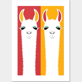 LLAMA PORTRAITS - RED & GOLD Posters and Art